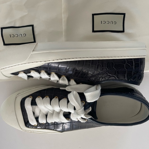 Gucci Men’s crocodile skin leather sneakers Made in Italy - Picture 6 of 10
